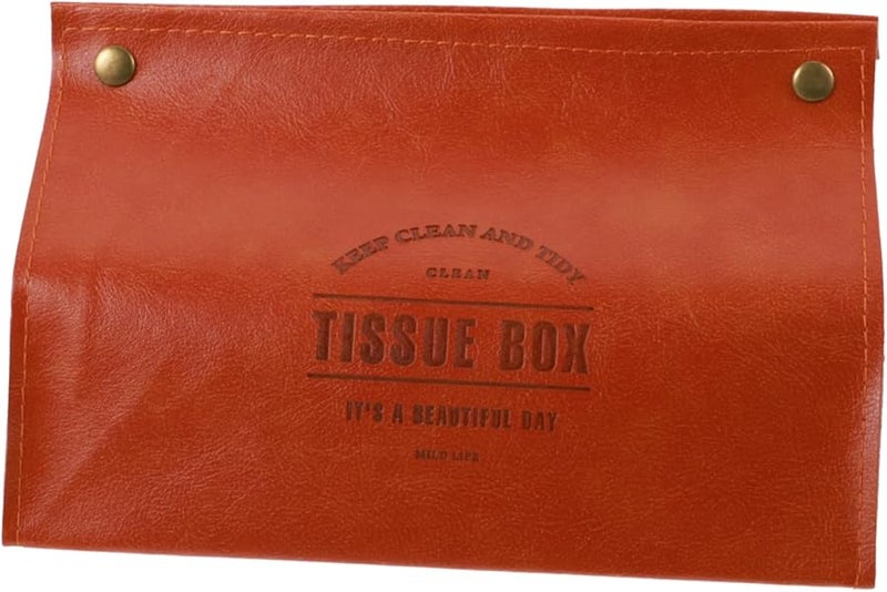 حامل علبة المناديل من جلد البولي يوريثان الأسود للمنزل والسيارة، علبة مناديل ورقية سهلة الاستبدال - Image 1